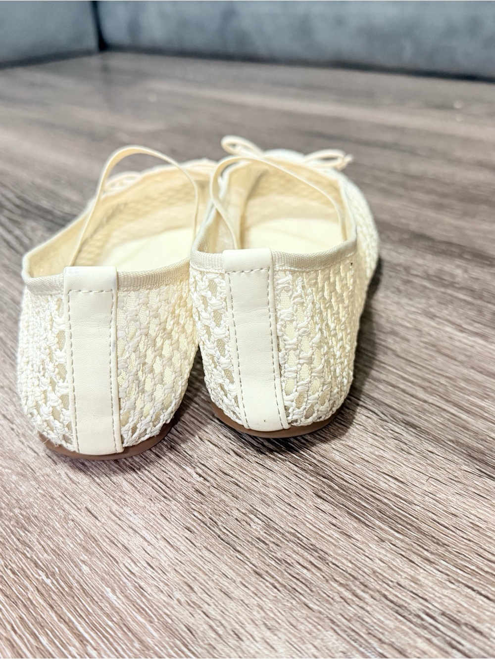 Nicole Miller Mesh Mary Jane Ballet Flats Bow Strap Slip On Square Toe US 8.5 - Picture 5 of 7